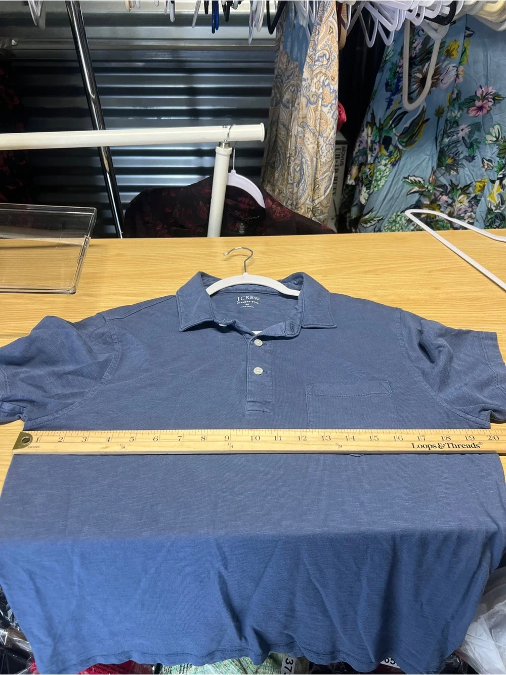 J.Crew Garment-Dyed Slub Cotton Pocket Polo Shirt Blue Size M